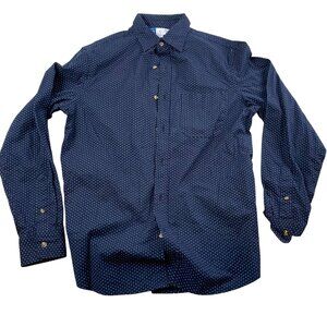 Old Navy Mens Shirt S Navy Blue Polka Dot Regular Fit Preppy